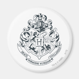 Aimant Harry Potter   Hogwarts Crest - Black and White