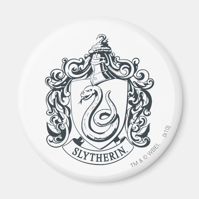 Aimant Harry Potter | Slytherin Crest - noir et blanc (Devant)