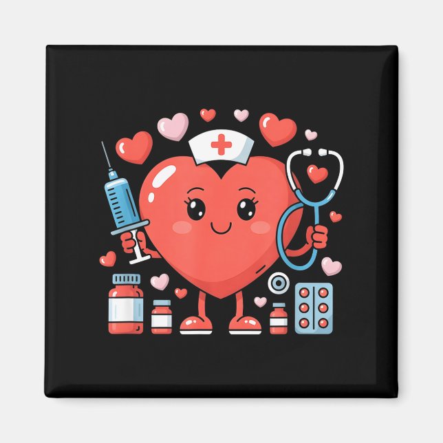 Aimant Haut de blouse de Saint-Valentin infirmière cœur d (Devant)