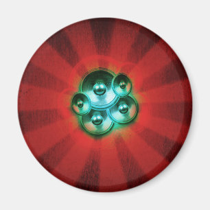 Aimant Haut-parleurs de musique et sunburst rouge