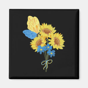 Aimant Haut Tee Fleurs de Tournesol Ukrainiennes Bleu Jau