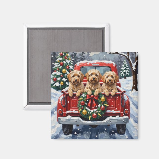 Aimant Havanese Christmas Red Truck Holiday (Recto/Verso)