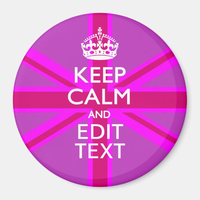 Aimant Have Your Keep Calm Text on Pink Union Jack (Devant)