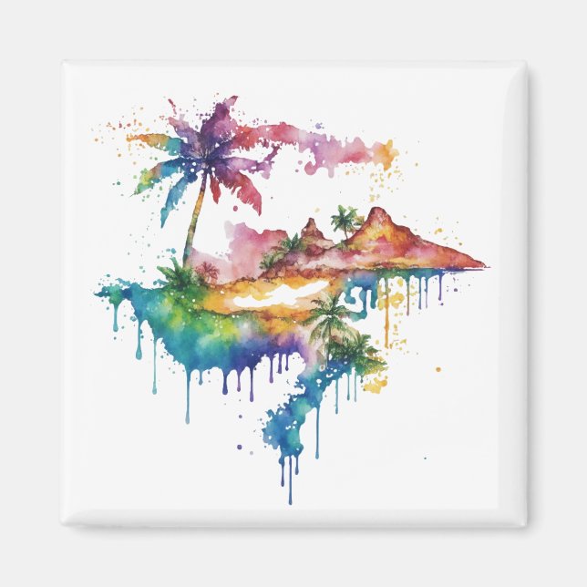 Aimant Hawaii design avec des plaques colorées (Devant)