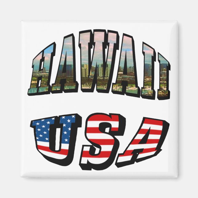 Aimant Hawaii Picture et USA Flag Text (Devant)