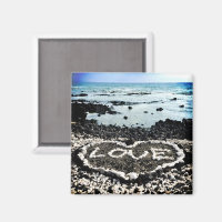 Hawaii plage de sable noir amour corail coeur phot