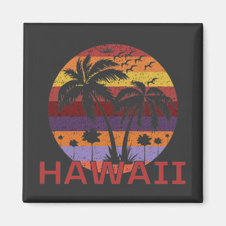 Aimant Hawaii Vintage Palm Trees Voyage