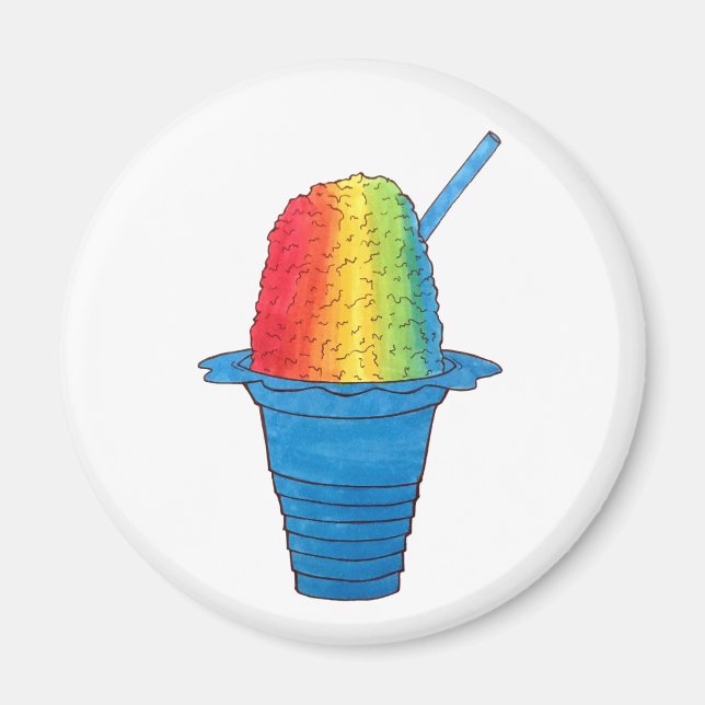 Aimant Hawaiian Rainbow Shave Ice Froid Dessert Hawaii (Devant)