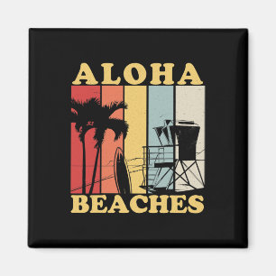 Aimant Hawaiian Retro 80's Style Aloha Plages Surf Vacat