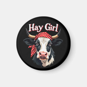 Aimant Hay Girl Farmer Funny Cattle Cow Farm Amateurs