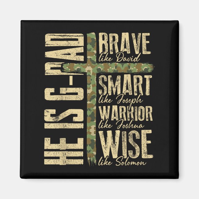 Aimant He Is G-dad Camo Religious Father's Day Christian  (Devant)