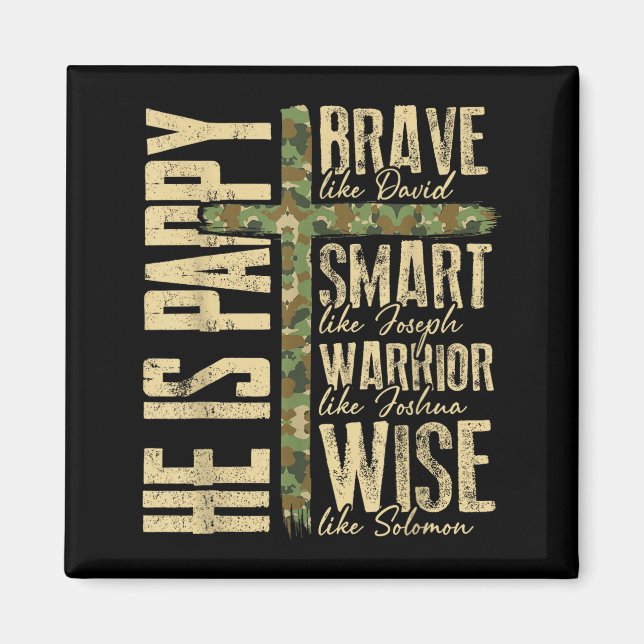 Aimant He Is Pappy Camo Religious Father's Day Christian  (Devant)