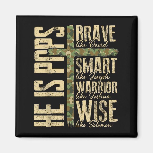 Aimant He Is Ps Camo Religious Father's Day Christian Dad (Devant)