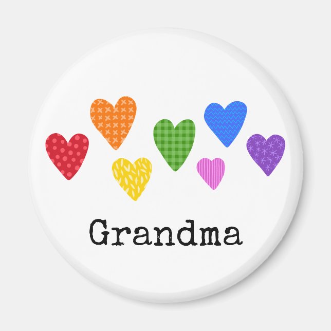 Aimant Heart Art Grand-Parent Nom Enfants Arc-en-ciel Cou (Devant)