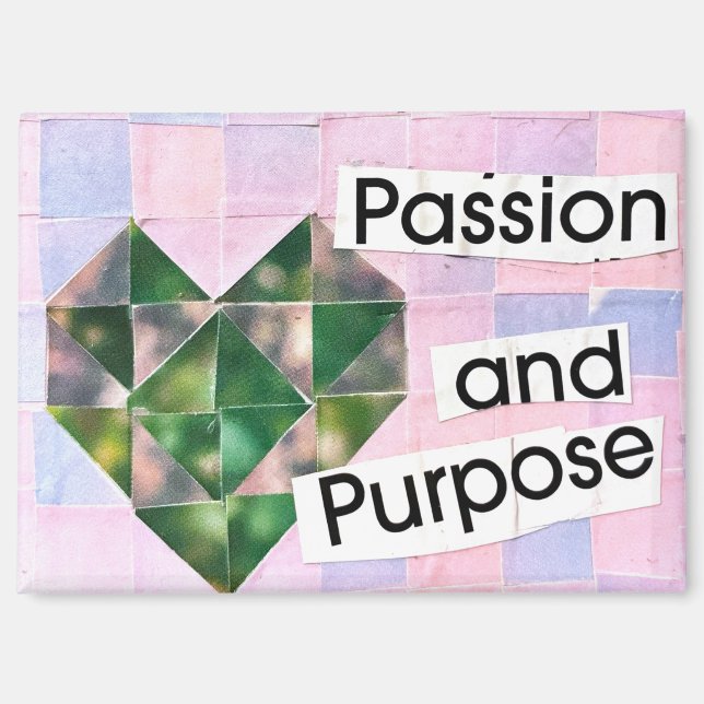 Aimant Heart Collage Art Pink Purple Boho Romantic (Recto)