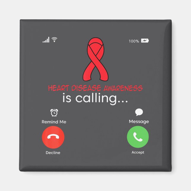 Aimant Heart Disease Awareness Red Ribbon Heart Attack Su (Devant)