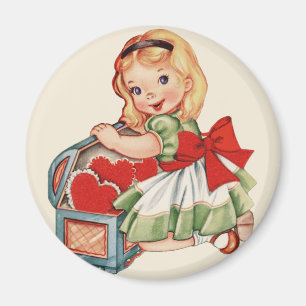 Aimant Heart Girl Enfant Retro Enfants mignons