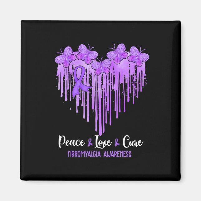 Aimant Heart Peace Love Cure Fibromyalgie Sensibilisation (Devant)