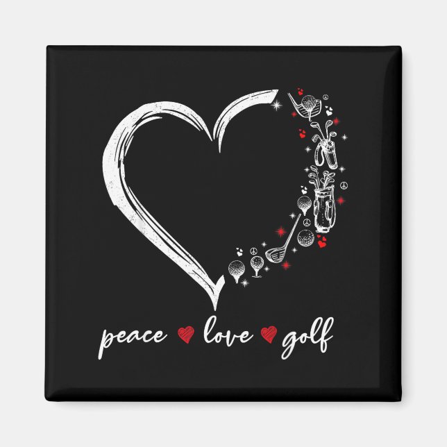 Aimant Heart Peace Love Golf Player Srt Lovers Outfit Wom (Devant)
