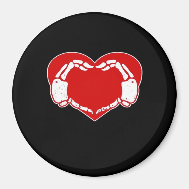 Aimant Heart Skeleton mains gothique Valentine Rouge clas (Devant)