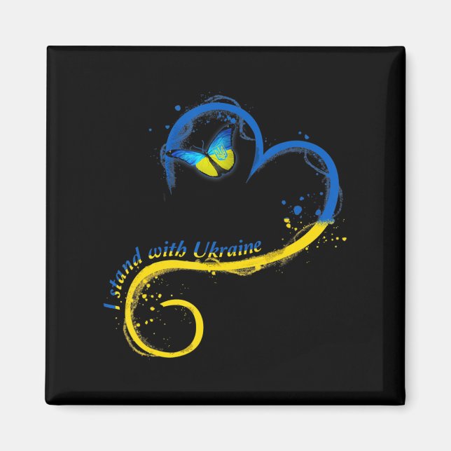 Aimant Heart Ukraine Butterfly Ukrainian Flag I (Devant)