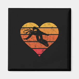 Aimant Heart Vintage Retro Snowboard Snowboard Snowboa