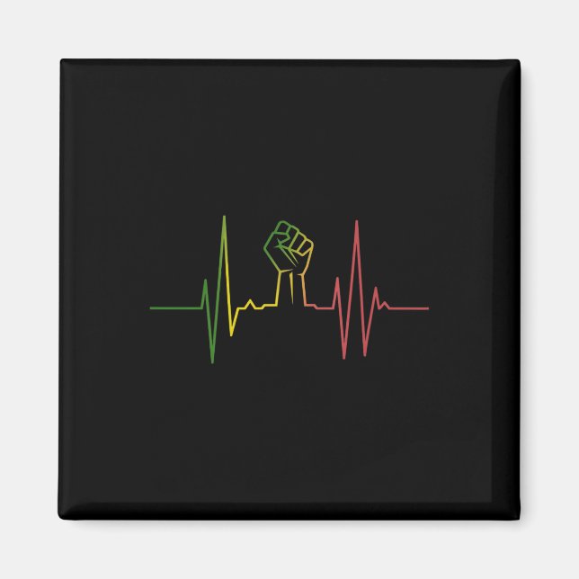 Aimant Heartbeat Premier Mois de l'histoire des Noirs Amé (Devant)
