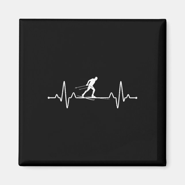 Aimant Heartbeat Ski de fond Sports d'hiver (Devant)