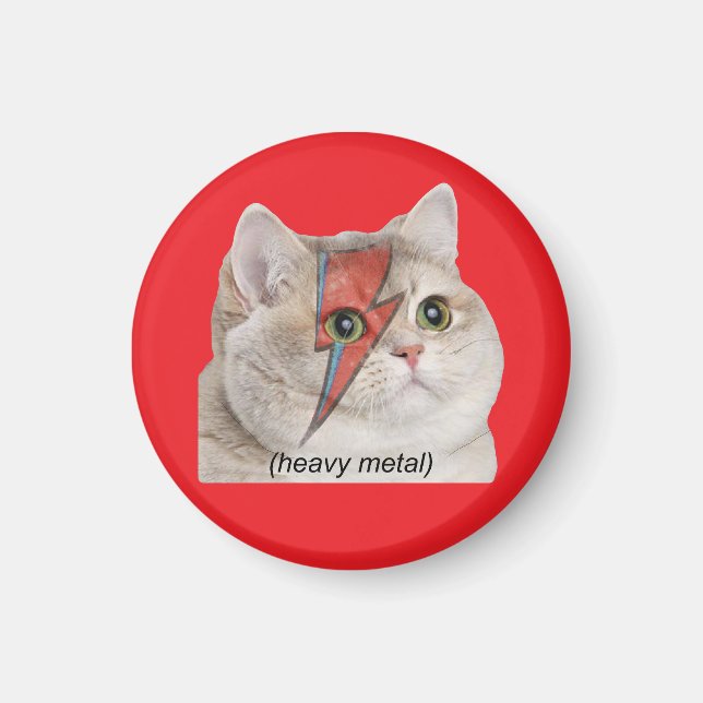 Aimant Heavy Breathing Cat Meme Heavy Metal Rocker (Devant)