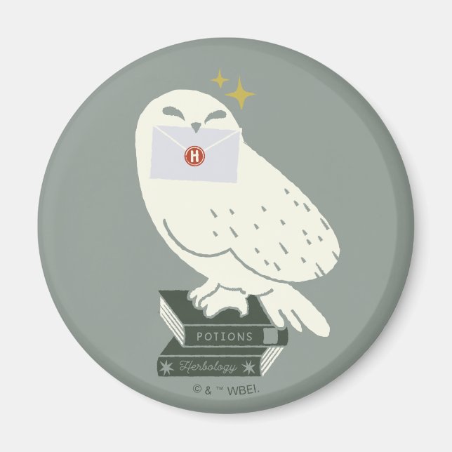 Aimant Hedwig avec lettre dessin fantaisiste (Devant)