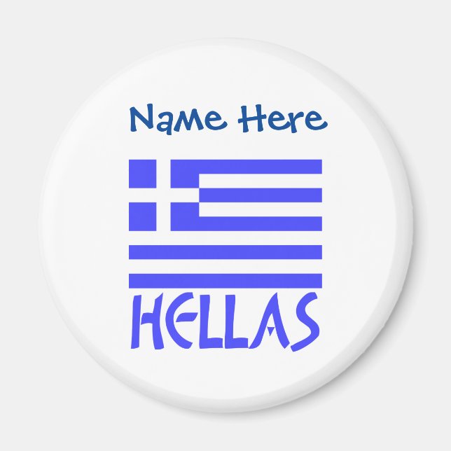 Aimant Hellas et drapeau grec Personnalisation bleue (Devant)