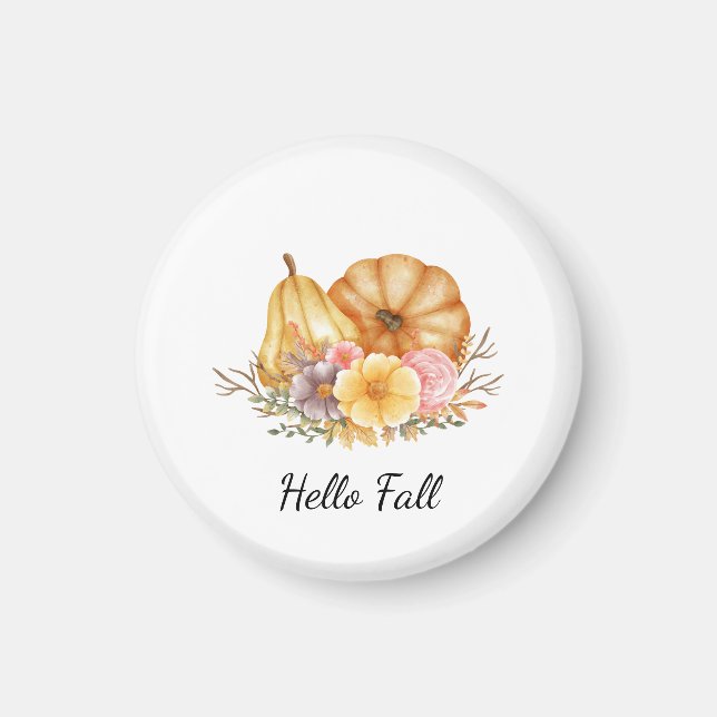 Aimant Hello Fall Citrouilles et fleurs - Cosy automne (Devant)