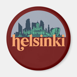 Aimant Helsinki Finlande City Skyline Retro Cityscape Art