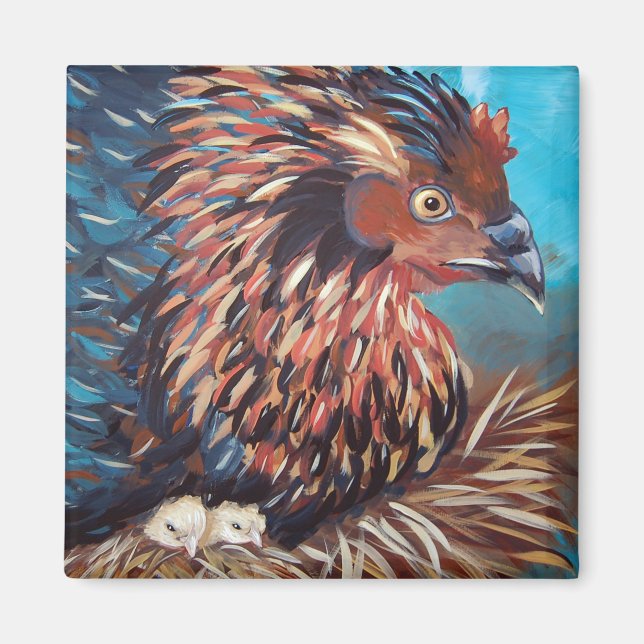 Aimant Hen avec poules (Devant)