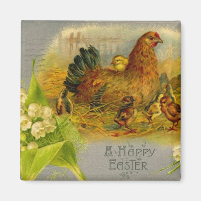 Aimant Hen Et Poussins De Pâques (Devant)