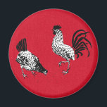 Aimant Hen et Rooster<br><div class="desc">Vintage images remastered into unique art et accessoires. Enjoy a variety of vintage images offered on quality products. Many images have been restored from a damaged state, either enhanced digitally or hand repaired, to bring back otherwise lost designs. Most of my products can be customized so have fun bring your...</div>