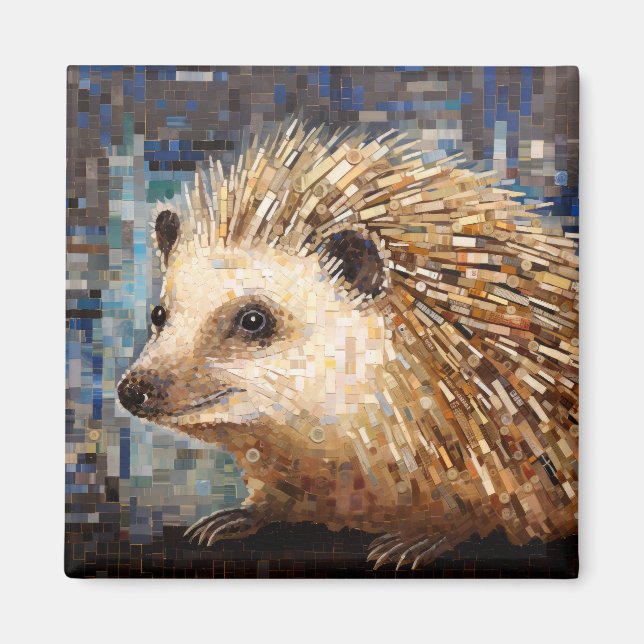 Aimant Hérisson Animal Art Décor Peinture Mosaïque (Devant)