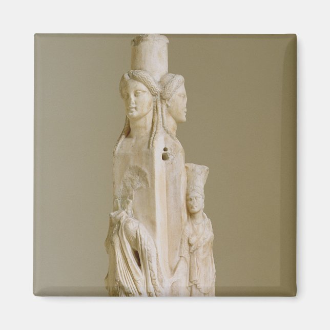 Aimant Herme triforme d'Hécate, sculpture de marbre, gren (Devant)