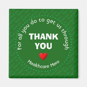 Aimant Héros de la santé en MERCI vert