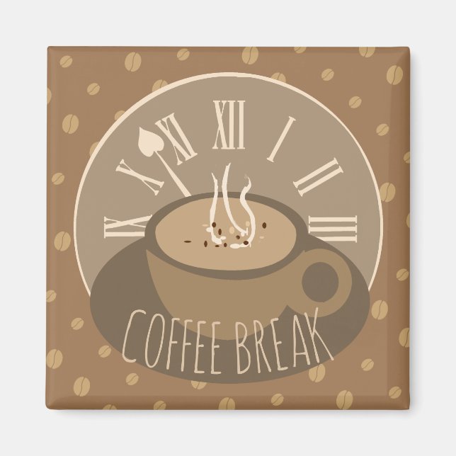 Aimant Heure de pause café Horloge et haricots (Devant)