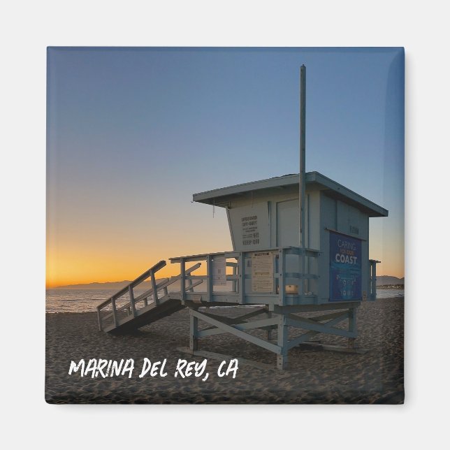 Aimant Heure dorée du coucher de soleil - Marina Del Rey, (Devant)