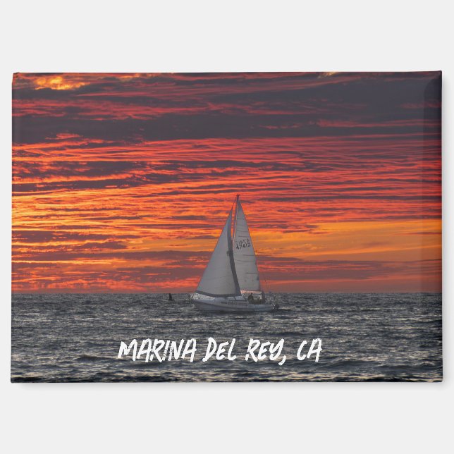 Aimant Heure dorée du coucher de soleil - Marina Del Rey, (Recto)