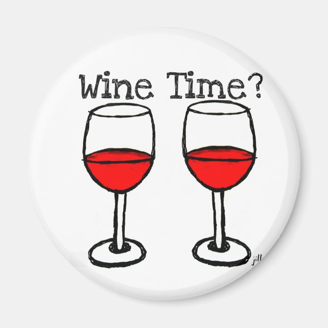 AIMANT "HEURE DU VIN ?" VINS ROUGES IMPRIMER (Devant)