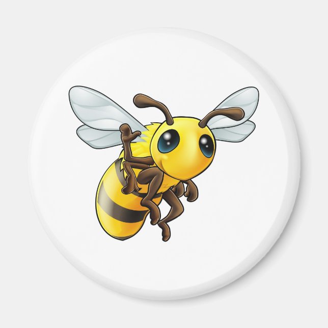 Aimant Heureuse abeille caricature agitant (Devant)