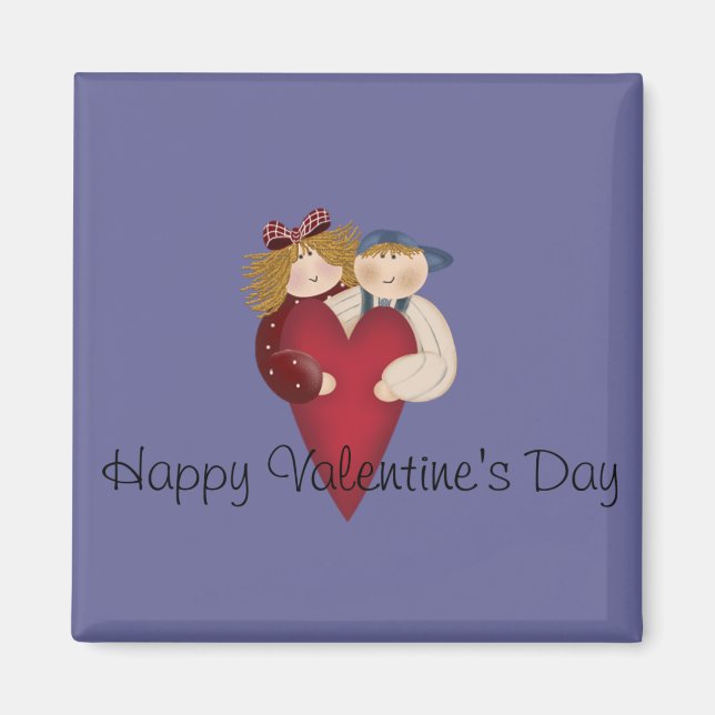 Aimant Heureuse Sainte-Valentin de couple de pays (Devant)