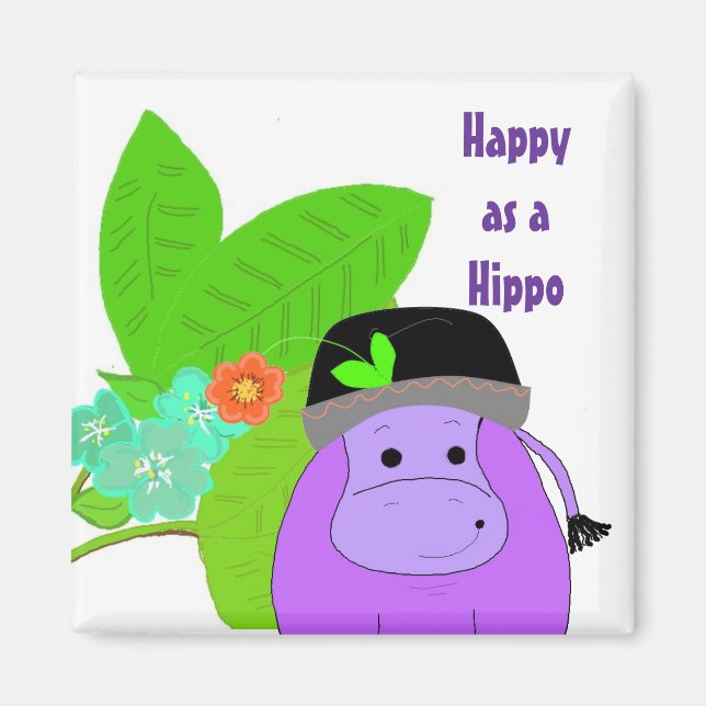 Aimant Heureux comme un Hippopotame (Devant)