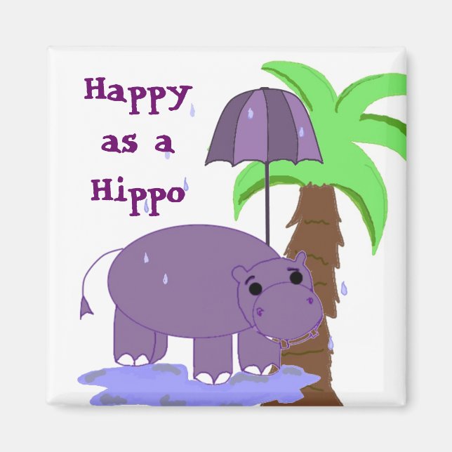 Aimant Heureux comme un Hippopotame (Devant)