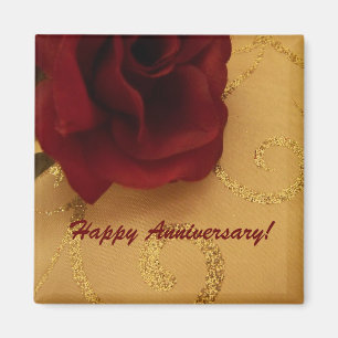 Aimant heureux de rose rouge d'anniversaire
