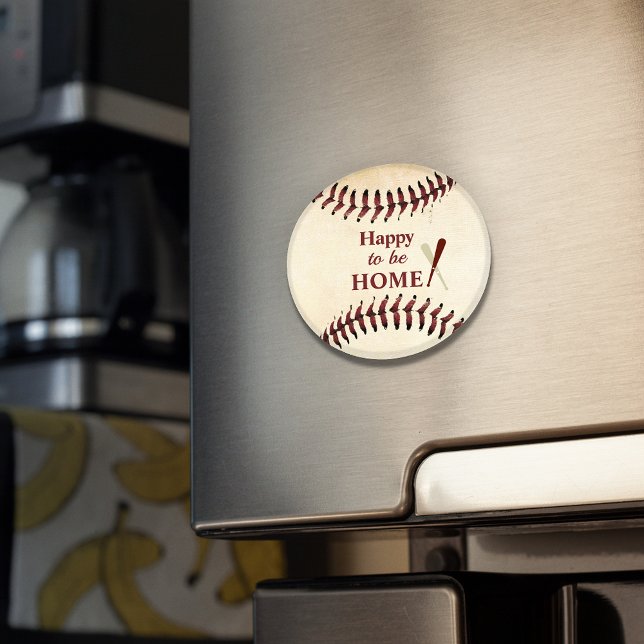 Aimant Heureux d'être à la maison Rustic Baseball Strings (Créateur téléchargé)