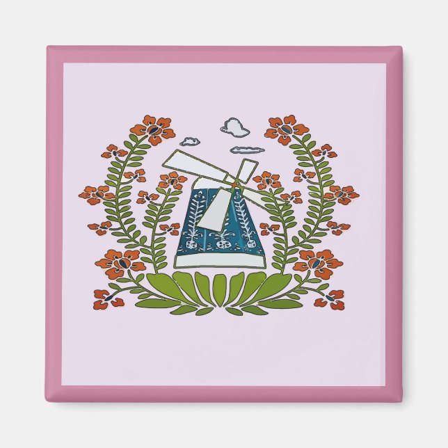 Aimant Hex Sign, Pennsylvanie Dutch, Windmill (Devant)